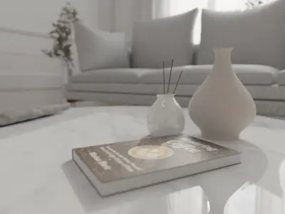 CHEAP MODELZ Marble coffee table including decorations Low-poly 3D model