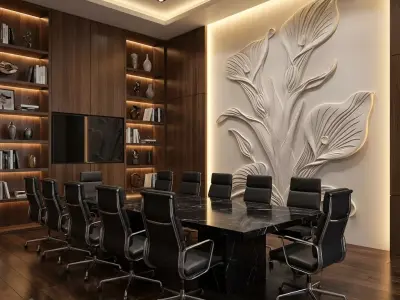 modern Calla lily panel wall decor set relief mural CNC 153 3D model