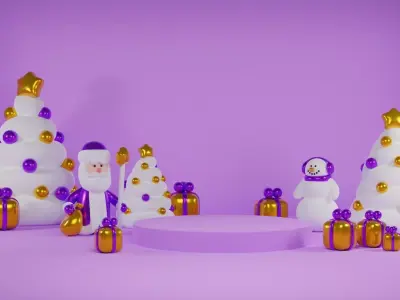 Modular Simple Christmas Scene Low-poly 3D model 3D model