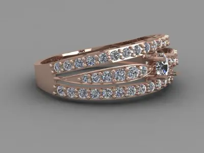 Rose Gold Women Diamond Ring 3D print model 3D print model 7
