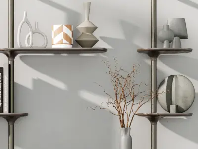 Mozea FLOW Modular wooden bookcase - Decorative With 29 3D model