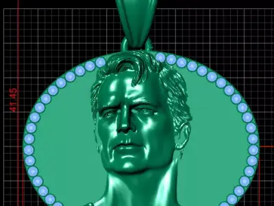 gold portrait pendant 3D printable model   3D print model