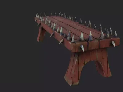 Stylized Spike Studded Bench Low-poly 3D model