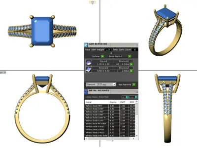 emarald engagement ring 3d model printable model 3D print model