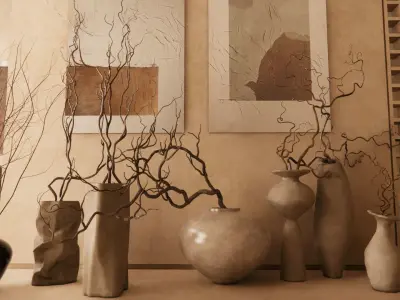 Decorative paintings and vases 3D model