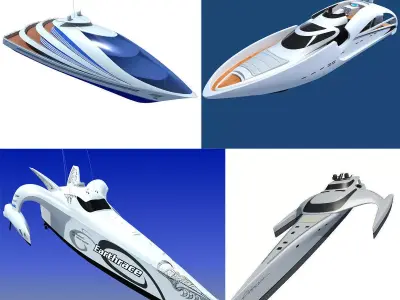 Collection of 4 Luxury Yachts  3D model