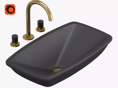 MAESTROBATH Sink - Faucet - Marble 3-Hole Luxury Bathroom Faucet 3D model