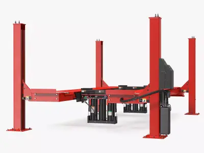 Hunter L451 4 Post Car Lift Rigged 3D model