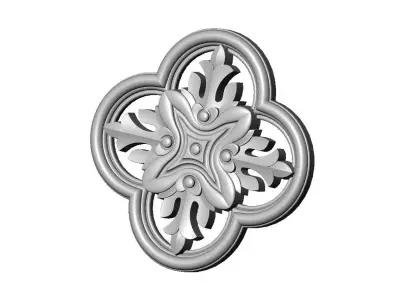 Gothic clover frame floral carving rosette relief ornament 3D print model