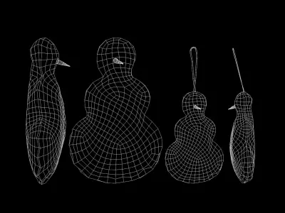 Christmas Snowman Pouf and Pillow 3D Model 3D model