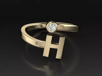 Jewelry Alphabet Ring H 3D print model