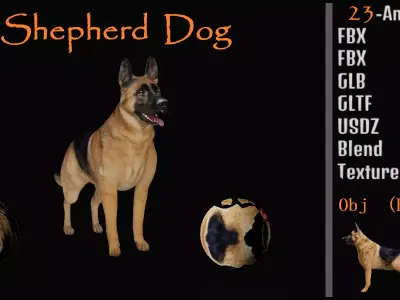 King Shepherd Dog Low-poly 3D model
