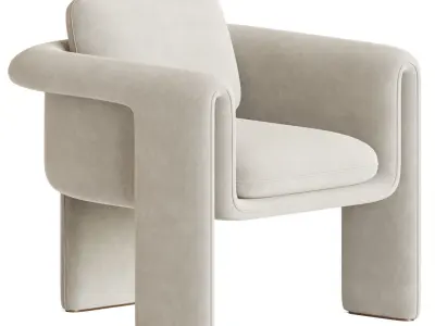 Floria Velvet Armchair 3D model
