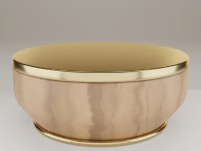 Coffee Table with Marble Texture and Gold Texture 3D Model Free low-poly 3D model