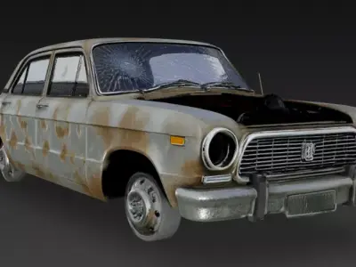 old rugged car 3D model