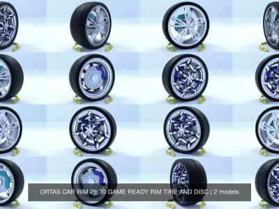 ORTAS CAR RIM 29-30 GAME READY RIM TIRE AND DISC 3D Model Pack
