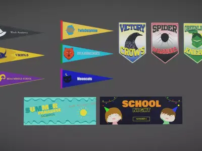 Generic Pennants and Banners Low-poly 3D model