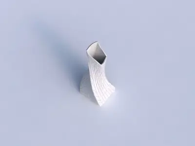 Vase twisted squeezed and bent quadratic with wavy grid plates 3D print model