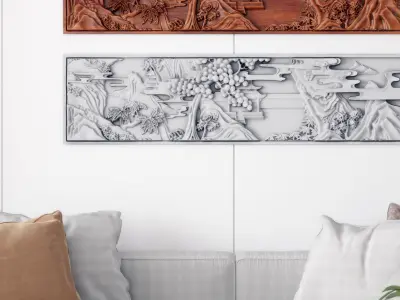 landscape carving New Chinese style 3D model