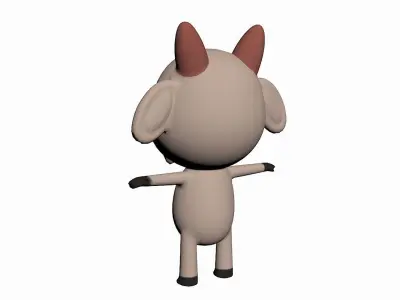 Cartoon Goat Character Low-poly 3D model