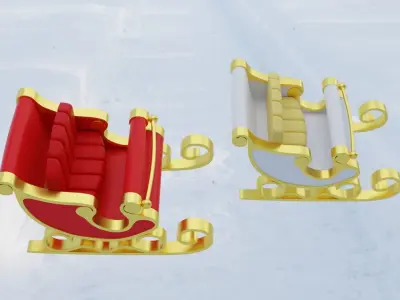 Santa Sleigh Low-poly 3D model