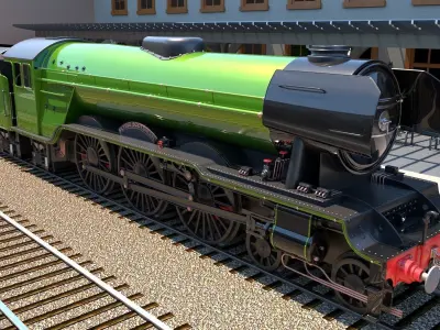 Flying Scotsman Steam Locomotive High Poly and Low Poly 3D model