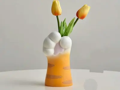 Tiger Hand Vase 3D Model 3D print model