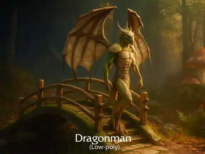 Dragon Warrior Creature Low-poly 3D model