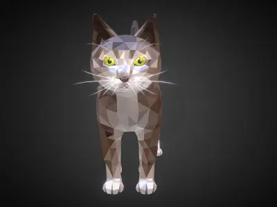 Cat Grey  Animal Low Polygon Art Farm Animal Low-poly 3D model