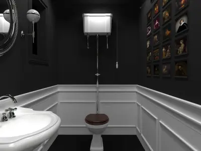 3D Bathroom Model with portrait of lady 3D model
