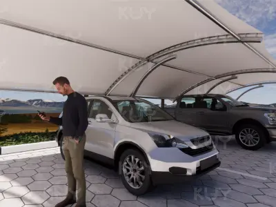 Roof structure for car parking and walkways 1 3D model