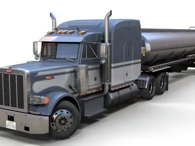 Peterbilt 379 fuel trailer Low-poly 3D model