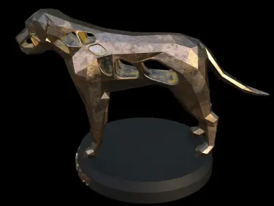 Steampunk English Mastiff Low-poly 3D model