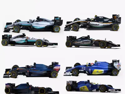 Formula 1 2016 car pack 1 Low-poly 3D model
