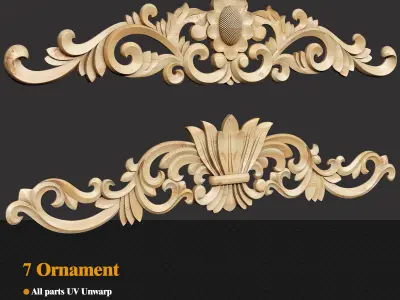 7 Decorative Collection wood carvings 3D model