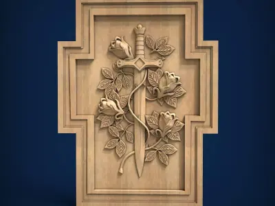 Carved panel painting STL 3D model 30