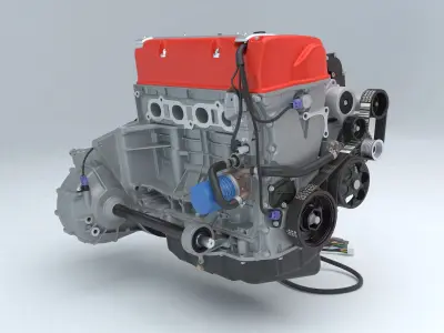 Honda K Series Engine K20 K24 Low-poly 3D model