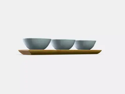 TYNGDLOS tray  3 bowls Low-poly 3D model