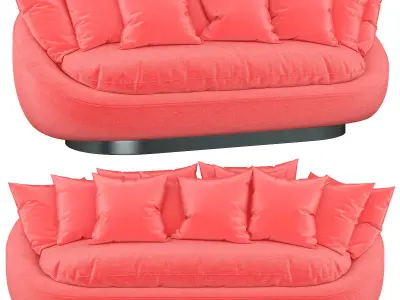 Stylish blue sofa rattan ceiling 3d model Low-poly 3D model