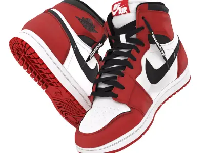 red nike air jordan 1 retro 3D model