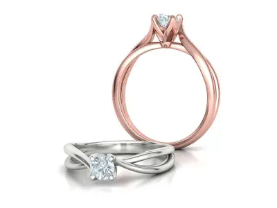Solitaire Promise Ring Twisted Shank design 3dmodel 3D print model