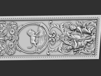 louis xvi wall molding panel plaster 3D model