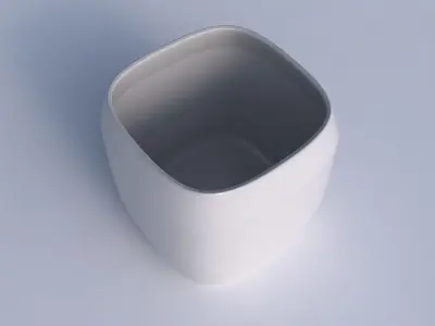 Vase quadratic stumpy with horizontal sections 3D print model