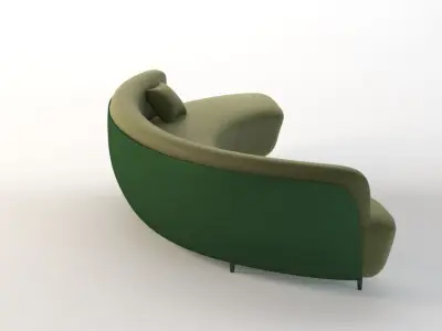 Curved Half Moon Sectional Chaise Lounge Fabric Sofa 3D model