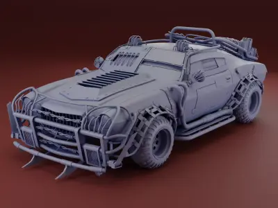 Post Apocalyptic 1970 Chevrolet Camaro Mid-Poly 3D model Low-poly 3D model