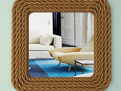 Square Nautical Rope Wall Mirror 3D model
