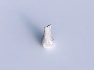 Vase twisted top bent hexagon 2 with bent extruded lines 3D print model