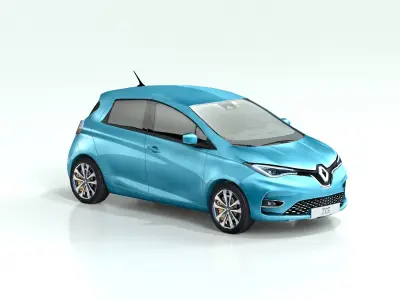 Set of Toyota Yaris 2020 and Renault Zoe Low-poly 3D model