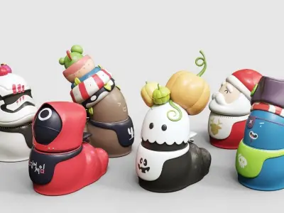 Wobi Pack Vol 1 Low-poly 3D model