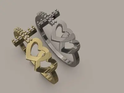 RING CROSS HEART 3D print model